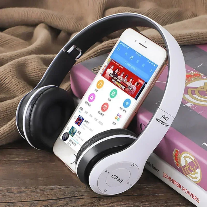 P47 Auscultadores Bluetooth com Microfone – Som Estéreo, Cancelamento de Ruído, Compatível com PC, Telemóvel e Gaming