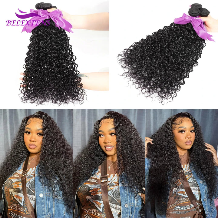 Extensões de Cabelo Natural 100% Humano – 20 a 22 Polegadas Onda de Água | Cabelo Brasileiro Cru, Espesso e de Alta Qualidade