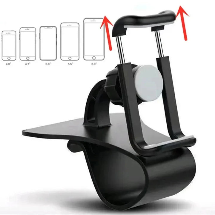 Suporte de Telemóvel Universal para Carro com Rotação 360° – Fixação em Painel com Clipe | Compatível com iPhone, Samsung, Xiaomi