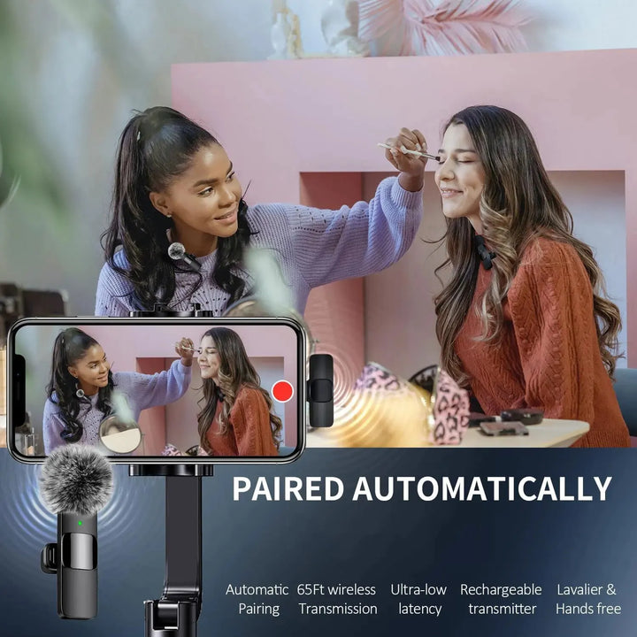 Microfone de Lapela Wireless para Gravação de Áudio e Vídeo – Compatível com iPhone, Android, PC e Portáteis