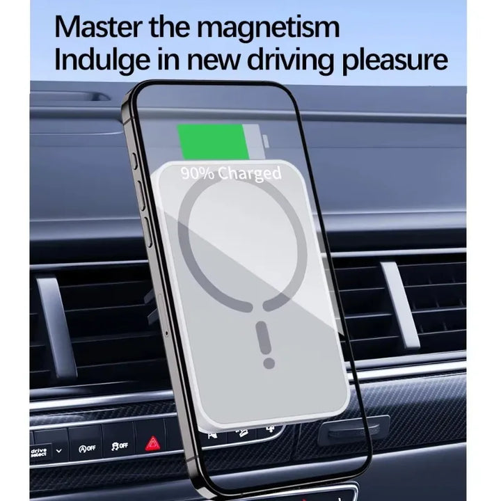 Suporte Carregador Wireless Magnético 100W para Carro – Compatível com iPhone 16/15/14/13/12 Pro Max – Suporte de Saída de Ar com Carregamento Rápido