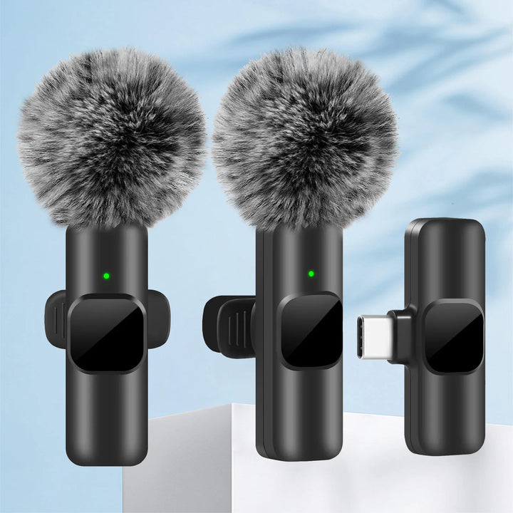 Microfone de Lapela Wireless para Gravação de Áudio e Vídeo – Compatível com iPhone, Android, PC e Portáteis