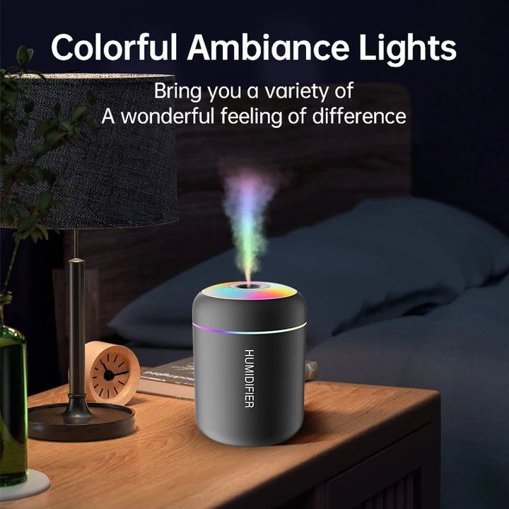 Humidificador de Ar Mini 180ml USB com Difusor de Aromas e Luz LED – Ideal para Carro, Casa e Quarto
