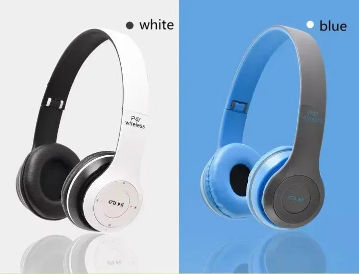 P47 Auscultadores Bluetooth com Microfone – Som Estéreo, Cancelamento de Ruído, Compatível com PC, Telemóvel e Gaming
