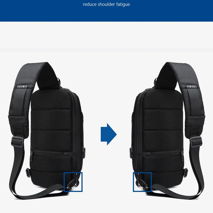 Mala de Ombro Masculina Anti-Roubo | Impermeável com Porta USB