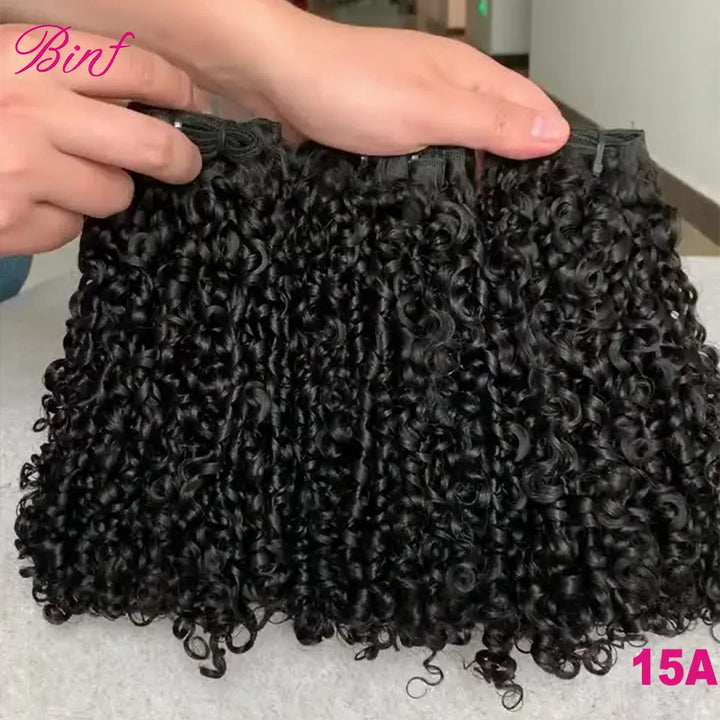 Extensões de Cabelo Humano Curly Pissy/Funmi/Pixie 10"-26" – Cabelo Remy Brasileiro ou Birmanês, Duplo Weft, 1 a 4 Bundles