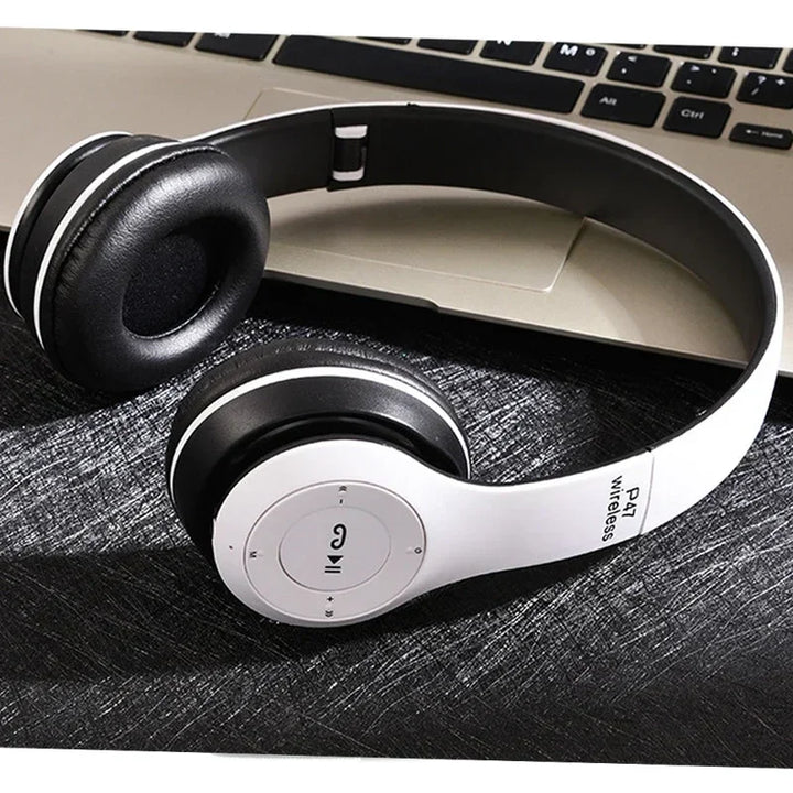P47 Auscultadores Bluetooth com Microfone – Som Estéreo, Cancelamento de Ruído, Compatível com PC, Telemóvel e Gaming