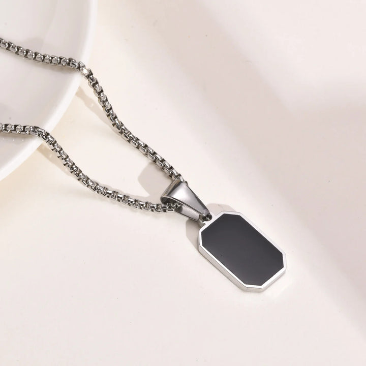 Vnox Colar Pequeno para Homens e Rapazes – Aço Inoxidável Preto ou Prateado com Corrente Box