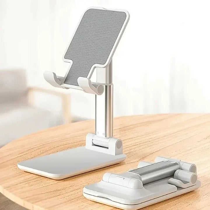 Suporte de Telemóvel Ajustável para Secretária – Compatível com iPhone, Samsung, Xiaomi, iPad e Tablets | Leve, Dobrável e Universal