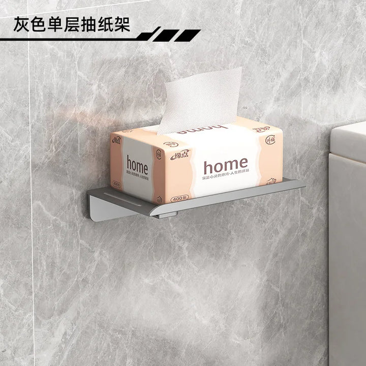 Suporte de Papel Higiénico Adesivo Sem Furos – Porta Rolo e Prateleira Multifuncional para Casa de Banho ou Cozinha