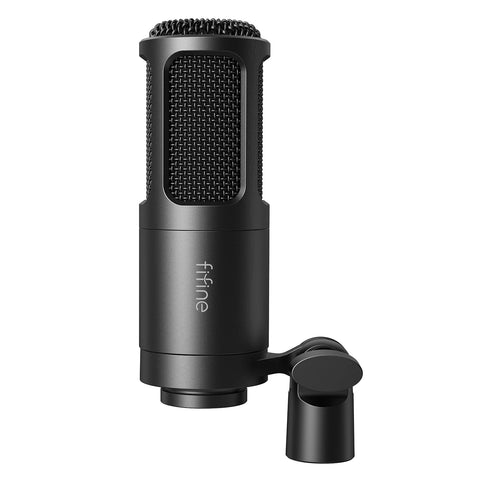 Microfone Profissional FIFINE K669D XLR com Corpo Metálico – Ideal para Gravação, Podcast, Voice Over, ASMR e Streaming
