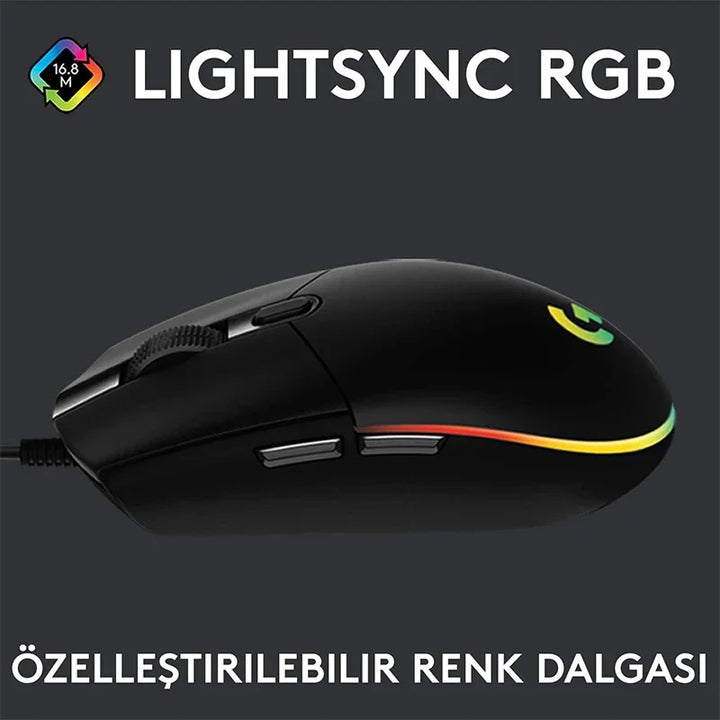 Logitech G102 Mouse USB Com Fio para Jogos – 8000 DPI com Efeito Óptico Rainbow