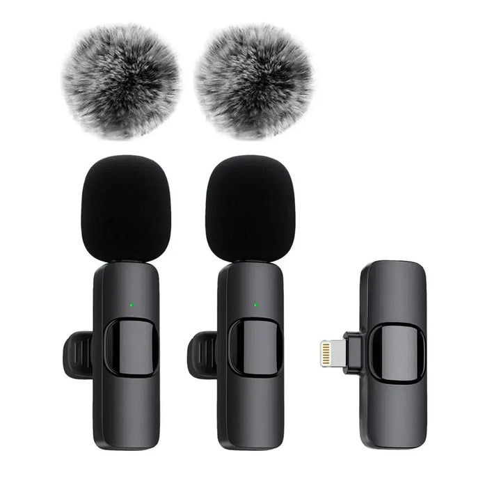 Microfone de Lapela Wireless para Gravação de Áudio e Vídeo – Compatível com iPhone, Android, PC e Portáteis