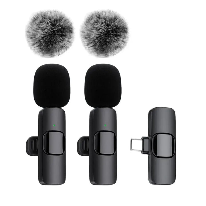 Microfone de Lapela Wireless para Gravação de Áudio e Vídeo – Compatível com iPhone, Android, PC e Portáteis