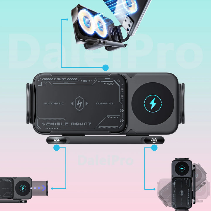 Suporte Automóvel Inteligente com Carregamento Sem Fios 15W