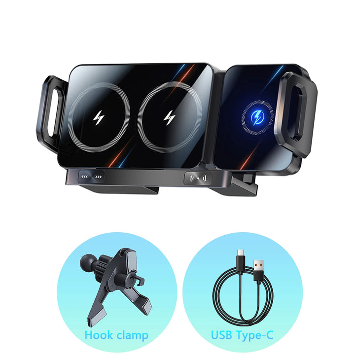 Suporte Automóvel com Carregamento Sem Fios 15W e Fixação Elétrica Automática