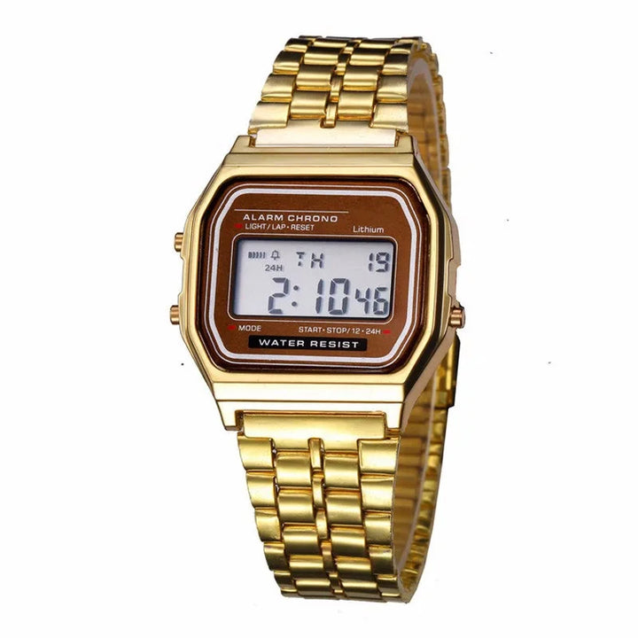 Relógio Digital Esportivo Unissex LED – Pulseira de Metal, Estilo Casual, Design Quadrado