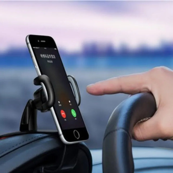 Suporte de Telemóvel Universal para Carro com Rotação 360° – Fixação em Painel com Clipe | Compatível com iPhone, Samsung, Xiaomi
