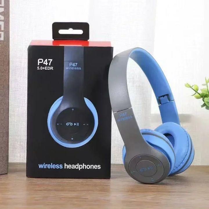 P47 Auscultadores Bluetooth com Microfone – Som Estéreo, Cancelamento de Ruído, Compatível com PC, Telemóvel e Gaming